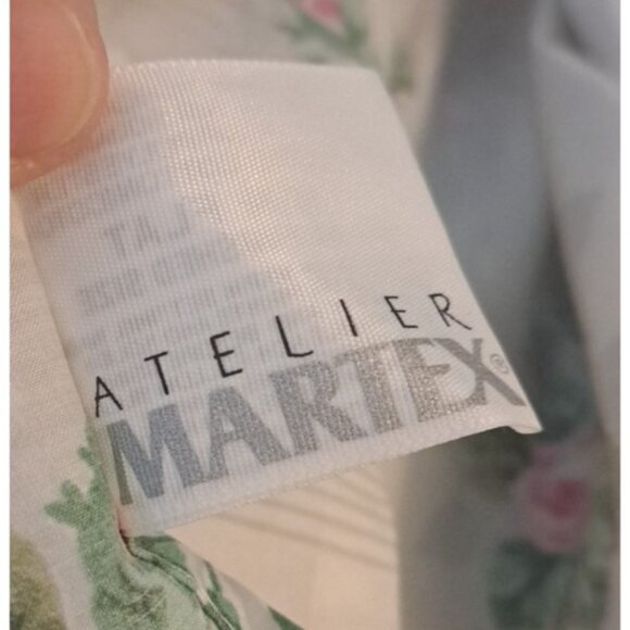 Atelier Martex Twin Flat Sheet Lace Trim Pink Rosebud White Percale Cottage - Picture 4 of 5